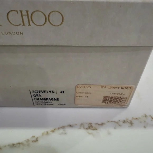 Jimmy Choo Glittering Champagne Peep-Toe Heels - Picture 7 of 10